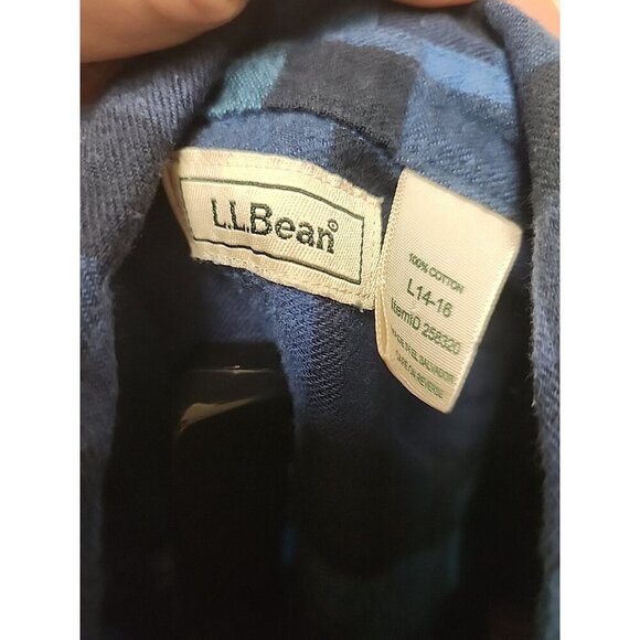 Ll Bean Blue Flannel Womans Size L 14-16 - Picture 6 of 8